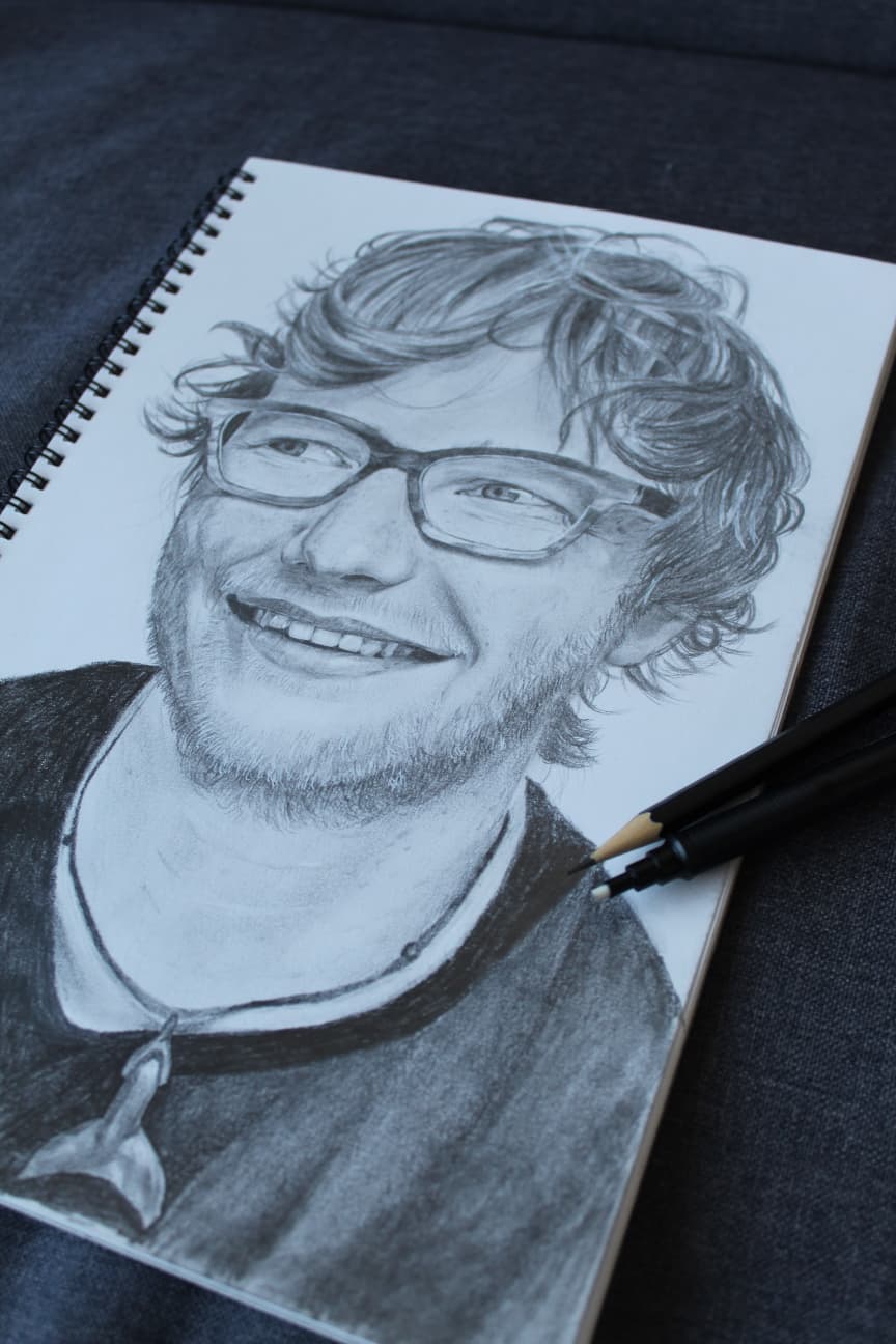 Portrait of Ed Sheeran, graphite on white paper