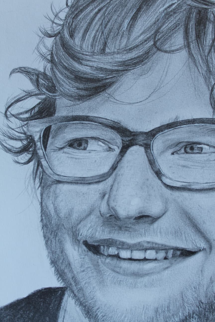 Portrait of Ed Sheeran, graphite on white paper