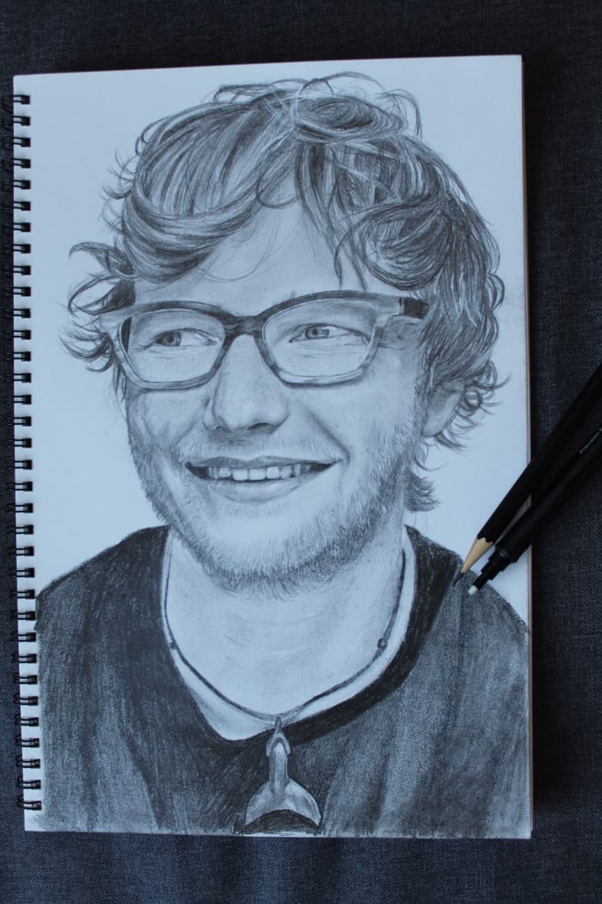 Portrait of Ed Sheeran, graphite on white paper